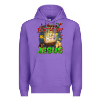 Purple happy birthday jesus Premium Hoodie - FaDigitalArtStudio