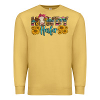 Antique Gold Western Howdy Heifer With Charolais Cow Premium Sweatshirt - LillyAllenDesigns