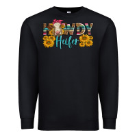 Black Western Howdy Heifer With Charolais Cow Premium Sweatshirt - LillyAllenDesigns
