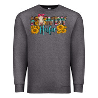 Charcoal Heather Western Howdy Heifer With Charolais Cow Premium Sweatshirt - LillyAllenDesigns