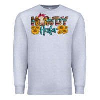 Heather Grey Western Howdy Heifer With Charolais Cow Premium Sweatshirt - LillyAllenDesigns