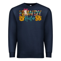 Navy Western Howdy Heifer With Charolais Cow Premium Sweatshirt - LillyAllenDesigns