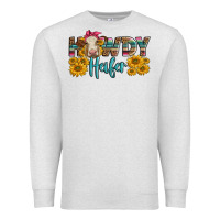 Oatmeal Heather Western Howdy Heifer With Charolais Cow Premium Sweatshirt - LillyAllenDesigns
