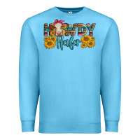 Ocean Blue Western Howdy Heifer With Charolais Cow Premium Sweatshirt - LillyAllenDesigns