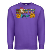 Purple Western Howdy Heifer With Charolais Cow Premium Sweatshirt - LillyAllenDesigns