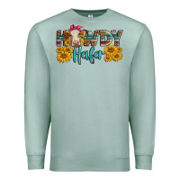 Seafoam Western Howdy Heifer With Charolais Cow Premium Sweatshirt - LillyAllenDesigns