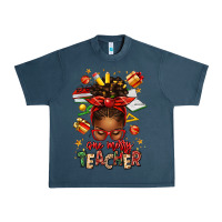 Midnight Navy one merry teacher afro messy bun Urban Heavy Tee - texasbilliewilder