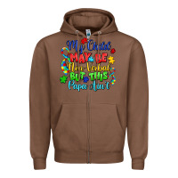 Chestnut my child may be non verbal but this papa ain't Zipper Hoodie - LillyAllenDesigns