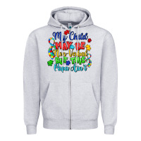 Heather Grey my child may be non verbal but this papa ain't Zipper Hoodie - LillyAllenDesigns