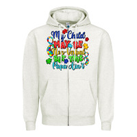 Oatmeal Heather my child may be non verbal but this papa ain't Zipper Hoodie - LillyAllenDesigns