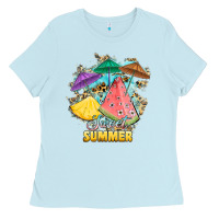 Baby Blue sweet summer watermelon pineapple fruits Ladies Tee - RanaPortraitStore