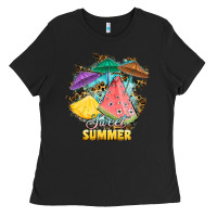 Black sweet summer watermelon pineapple fruits Ladies Tee - RanaPortraitStore