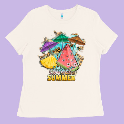 Sweet Summer Watermelon Pineapple Fruits Ladies Tee Designed By Ranaportraitstore