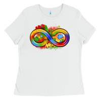 White infinity symbol autism Ladies Tee - LillyAllenDesigns
