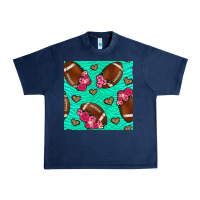 Navy American Football roses and hearts Urban Heavy Tee - NancyCooperArtShop