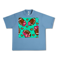 Pebble Blue American Football roses and hearts Urban Heavy Tee - NancyCooperArtShop