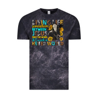 Cloud Black Living Life Somewhere Between Jesus Vintage Tee - texasbilliewilder