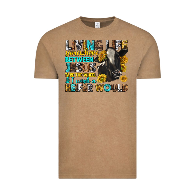 Living Life Somewhere Between Jesus Vintage Tee by texasbilliewilder | Teevron