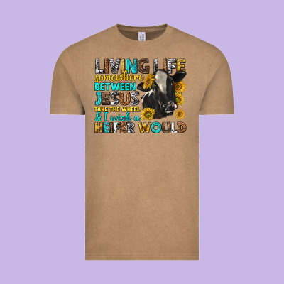 Living Life Somewhere Between Jesus Vintage Tee Designed By Texasbilliewilder