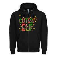 Black santas cutest elf Zipper Hoodie - CowhideDigitalArt