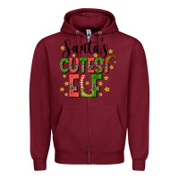 Burgundy santas cutest elf Zipper Hoodie - CowhideDigitalArt