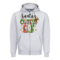 Heather Grey santas cutest elf Zipper Hoodie - CowhideDigitalArt