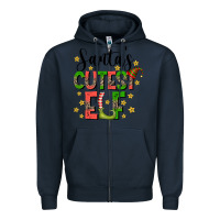 Navy santas cutest elf Zipper Hoodie - CowhideDigitalArt