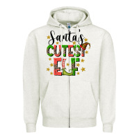 Oatmeal Heather santas cutest elf Zipper Hoodie - CowhideDigitalArt