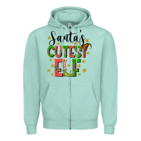 Seafoam santas cutest elf Zipper Hoodie - CowhideDigitalArt