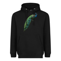 Black Peacock Heavyweight Hoodie - LillyAllenDesigns