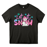 Asphalt let it snow pink christmas snowman Heavy Core Tee - MaliasSmallBusiness