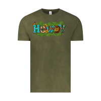 Vintage Olive Western Howdy Vintage Tee - texasbilliewilder