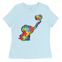 Baby Blue autism awareness elephant Ladies Tee - LillyAllenDesigns