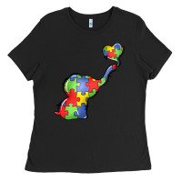 Black autism awareness elephant Ladies Tee - LillyAllenDesigns