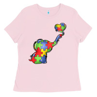 Bubblegum Pink autism awareness elephant Ladies Tee - LillyAllenDesigns