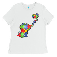 White autism awareness elephant Ladies Tee - LillyAllenDesigns