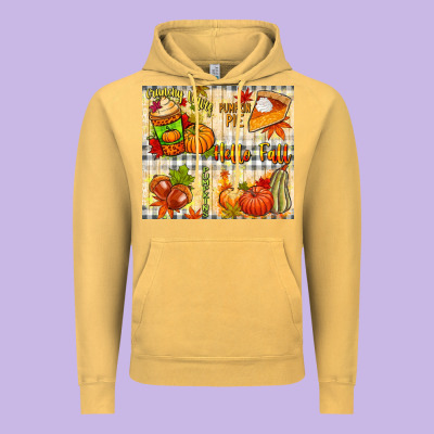 Hello Fall Pumpkins Vintage Hoodie Designed By Nancycooperartshop
