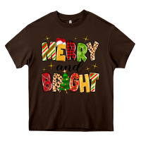 Chocolate Brown merry and bright Heavy Core Tee - MaliasSmallBusiness