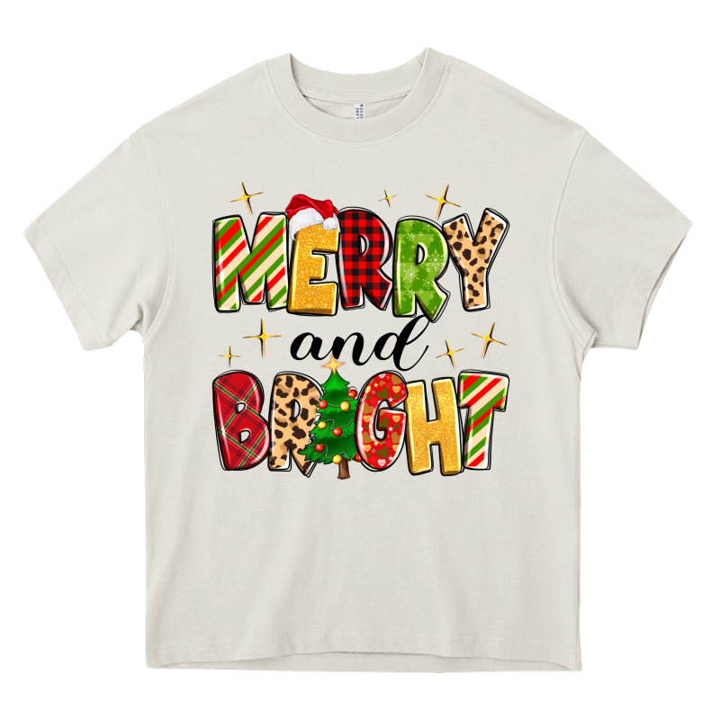 Merry And Bright Heavy Core Tee by MaliasSmallBusiness | Teevron