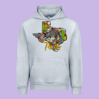 Texas Map Armadillo Urban Hoodie Designed By Barkaloodesign