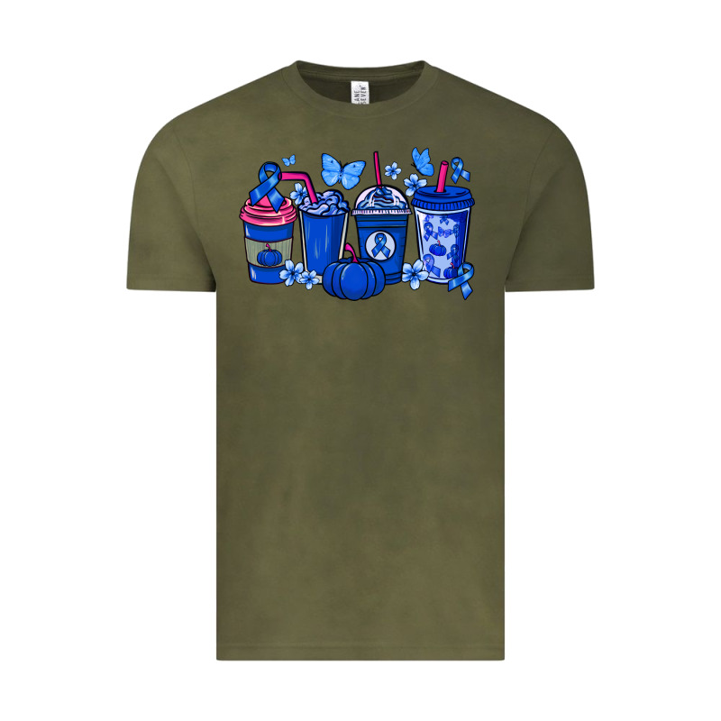 Colon Cancer Coffee Cups Blue Ribbon Vintage Tee by NancyCooperArtShop | Teevron