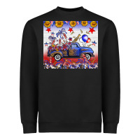 Black Fourth Of July Truck American Flag Heavyweight Sweatshirt - FaDigitalArtStudio