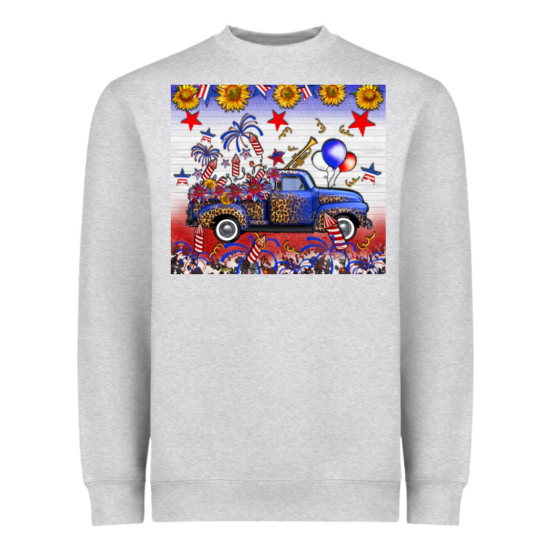 Fourth Of July Truck American Flag Heavyweight Sweatshirt by FaDigitalArtStudio | Teevron