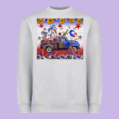 Fourth Of July Truck American Flag Heavyweight Sweatshirt Designed By Fadigitalartstudio