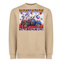 Mushroom Fourth Of July Truck American Flag Heavyweight Sweatshirt - FaDigitalArtStudio