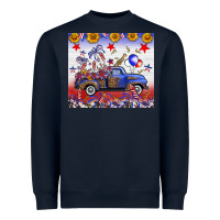 Navy Fourth Of July Truck American Flag Heavyweight Sweatshirt - FaDigitalArtStudio