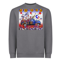 Storm Fourth Of July Truck American Flag Heavyweight Sweatshirt - FaDigitalArtStudio