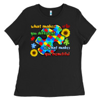 Black what makes you different is what makes  you beauti Ladies Tee - LillyAllenDesigns