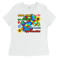 White what makes you different is what makes  you beauti Ladies Tee - LillyAllenDesigns