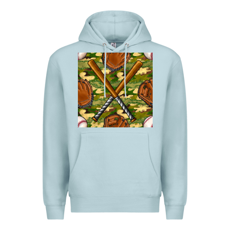 Baseball Bat And Gloves With Camouflage Seamless Pattern Premium Hoodie by BundleAndBundleShop | Teevron
